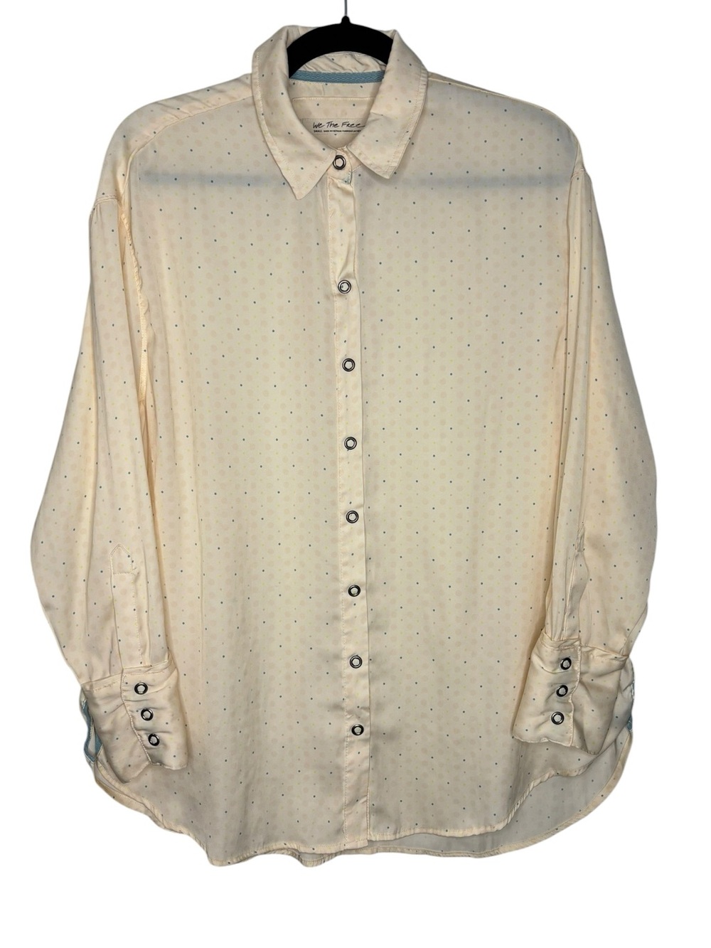 Free People Oversized All Smiles Long Sleeve Lightweight Button Up Blouse Small